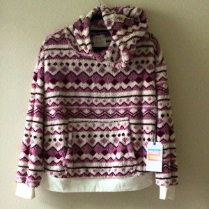 Faux fur Aztec style purple pink hoodie